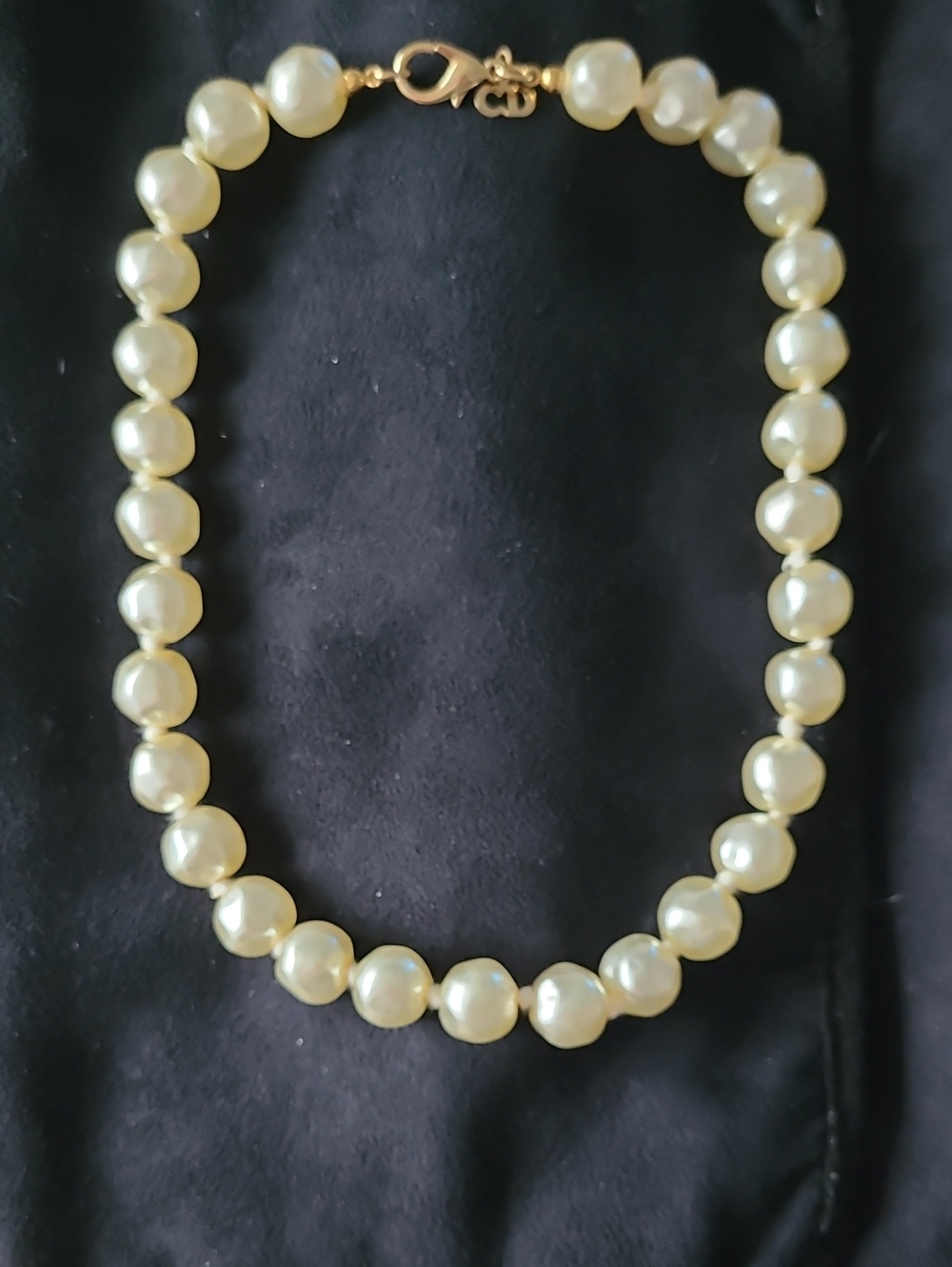 Dior Cream Pearl Necklace with Gold Clasp
